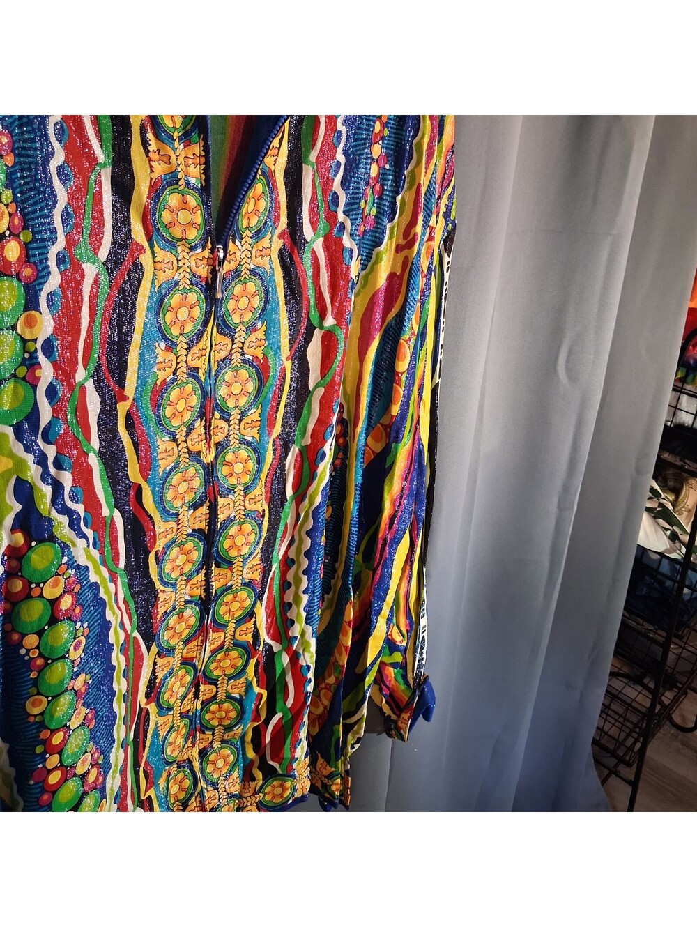 Silversilk XL Colorful 100% Silk Vintage Zip-Up Shirt - Picture 5 of 6